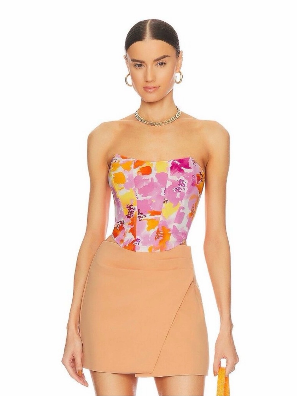 More To Come Kyra Strapless Top in Pink Multi size S